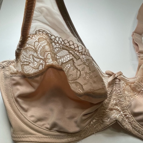 Lilyette Minimizer Bra 36DD Unlined Wired No Padding Full Coverage Mesh Beige - Picture 2 of 9